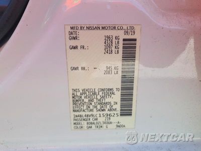 Zdjęcie 12 z 12 samochodu: 2020 NISSAN ALTIMA S VIN:1N4BL4BV9LC159625 - miniatura