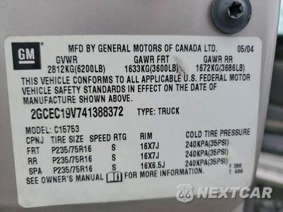 Zdjęcie 12 z 12 samochodu: 2004 CHEVROLET SILVERADO C1500 VIN:2GCEC19V741388372 - miniatura