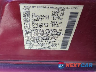 Zdjęcie 13 z 13 samochodu: 2006 NISSAN XTERRA X VIN:5N1AN08W66C522861 - miniatura