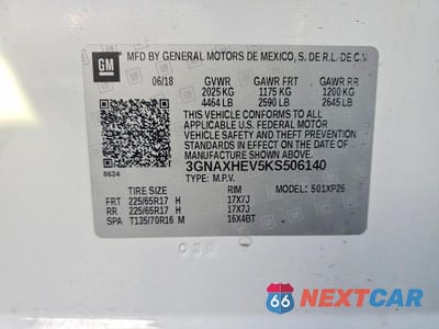 Zdjęcie 12 z 12 samochodu: 2019 CHEVROLET EQUINOX LS VIN:3GNAXHEV5KS506140 - miniatura