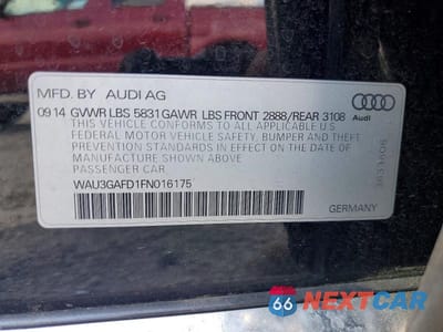Zdjęcie 12 z 12 samochodu: 2015 AUDI A8 L QUATTRO VIN:WAU3GAFD1FN016175 - miniatura