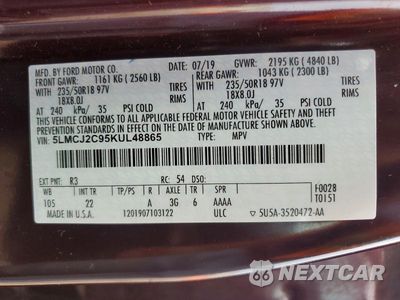 Zdjęcie 13 z 13 samochodu: 2019 LINCOLN MKC SELECT VIN:5LMCJ2C95KUL48865 - miniatura