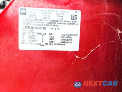 Zdjęcie 13 z 13 samochodu: 2012 CHEVROLET EQUINOX LT VIN:2GNFLNEK0C6327400 - miniatura