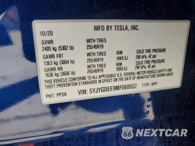 Zdjęcie 12 z 12 samochodu: 2021 TESLA MODEL Y VIN:5YJYGDEE9MF060652 - miniatura