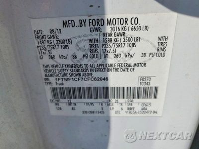 Zdjęcie 12 z 12 samochodu: 2012 FORD F150 VIN:1FTMF1CF7CFC82046 - miniatura