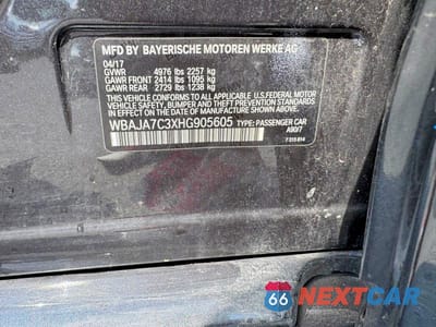 Zdjęcie 13 z 13 samochodu: 2017 BMW 530 XI VIN:WBAJA7C3XHG905605 - miniatura