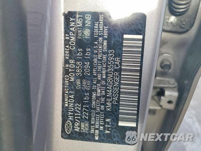 Zdjęcie 12 z 12 samochodu: 2022 HYUNDAI ELANTRA SEL VIN:KMHLN4AG8NU355933 - miniatura