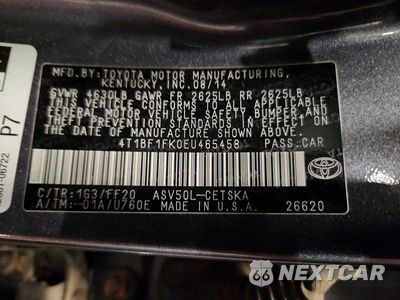 Zdjęcie 13 z 13 samochodu: 2014 TOYOTA CAMRY SE VIN:4T1BF1FK0EU465458 - miniatura