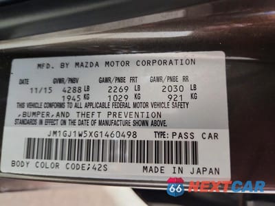 Zdjęcie 13 z 13 samochodu: 2016 MAZDA 6 GRAND TOURING VIN:JM1GJ1W5XG1460498 - miniatura