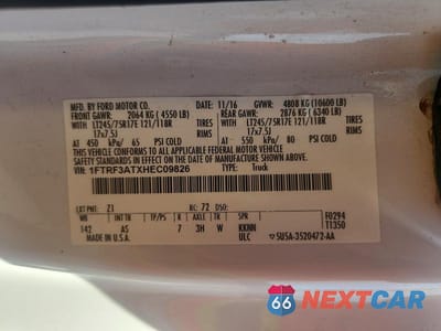 Zdjęcie 12 z 12 samochodu: 2017 FORD F350 SUPER DUTY VIN:1FTRF3ATXHEC09826 - miniatura