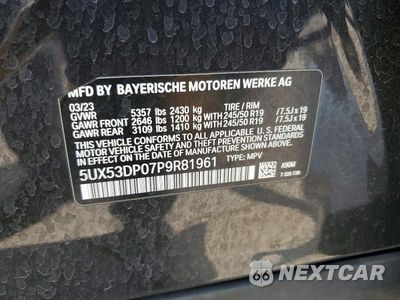 Zdjęcie 13 z 13 samochodu: 2023 BMW X3 XDRIVE30I VIN:5UX53DP07P9R81961 - miniatura