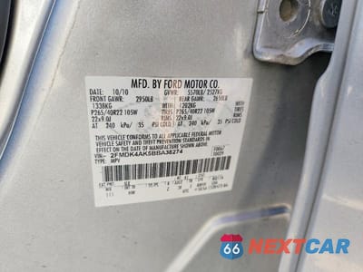 Zdjęcie 12 z 12 samochodu: 2011 FORD EDGE SPORT VIN:2FMDK4AK5BBA38274 - miniatura