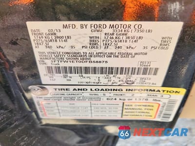Zdjęcie 13 z 13 samochodu: 2013 FORD F150 SUPERCREW VIN:1FTFW1ET0DFB58875 - miniatura