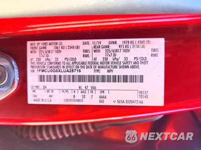 Zdjęcie 14 z 14 samochodu: 2020 FORD ESCAPE SE VIN:1FMCU0G6XLUA28716 - miniatura