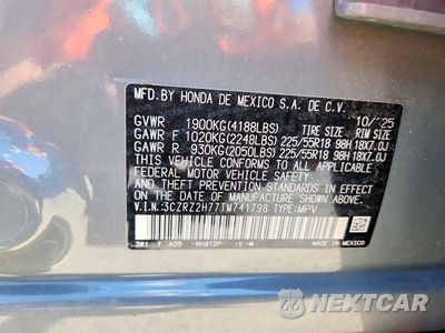 Zdjęcie 13 z 13 samochodu: 2026 HONDA HR-V EXL VIN:3CZRZ2H77TM741798 - miniatura