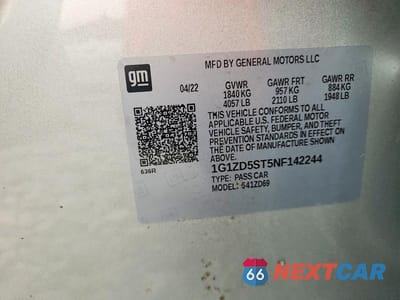 Zdjęcie 12 z 12 samochodu: 2022 CHEVROLET MALIBU LT VIN:1G1ZD5ST5NF142244 - miniatura