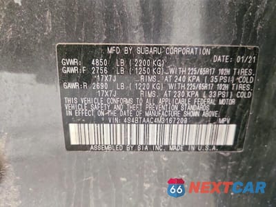 Zdjęcie 14 z 14 samochodu: 2021 SUBARU OUTBACK VIN:4S4BTAAC4M3167203 - miniatura