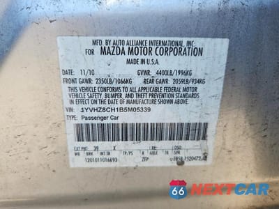 Zdjęcie 12 z 12 samochodu: 2011 MAZDA 6 I VIN:1YVHZ8CH1B5M05339 - miniatura