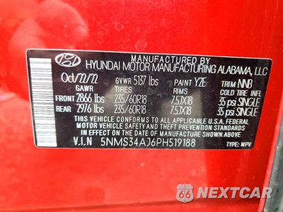 Zdjęcie 13 z 13 samochodu: 2023 HYUNDAI SANTA FE SEL PREMIUM VIN:5NMS34AJ6PH519188 - miniatura
