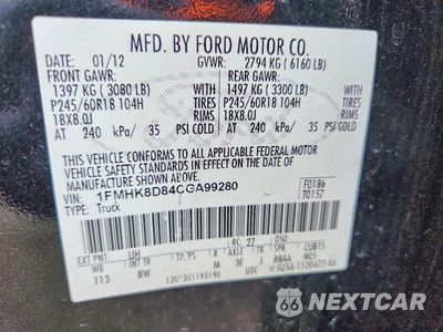 Zdjęcie 13 z 13 samochodu: 2012 FORD EXPLORER XLT VIN:1FMHK8D84CGA99280 - miniatura