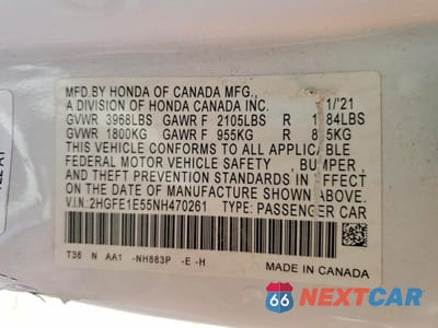 Zdjęcie 12 z 12 samochodu: 2022 HONDA CIVIC SI VIN:2HGFE1E55NH470261 - miniatura