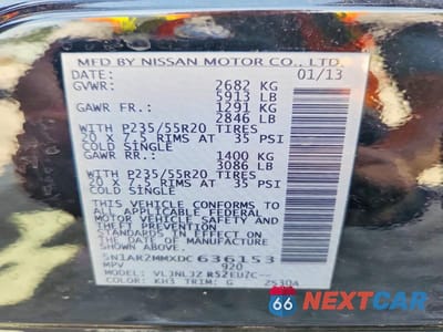 Zdjęcie 13 z 13 samochodu: 2013 NISSAN PATHFINDER S VIN:5N1AR2MMXDC636153 - miniatura