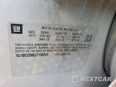 Zdjęcie 12 z 12 samochodu: 2018 CHEVROLET CRUZE LT VIN:1G1BE5SM8J7156506 - miniatura