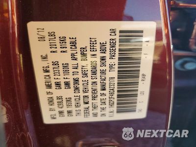 Zdjęcie 12 z 12 samochodu: 2012 HONDA ACCORD LXP VIN:1HGCP2F46CA232178 - miniatura