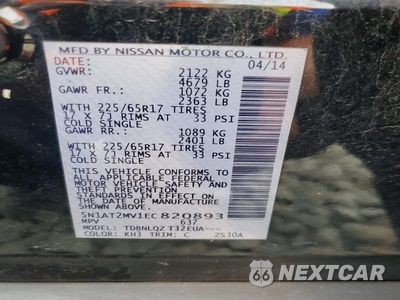 Zdjęcie 13 z 13 samochodu: 2014 NISSAN ROGUE SV VIN:5N1AT2MV1EC820893 - miniatura