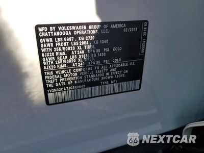 Zdjęcie 13 z 13 samochodu: 2018 VOLKSWAGEN ATLAS SEL PREMIUM VIN:1V2NR2CA7JC560642 - miniatura