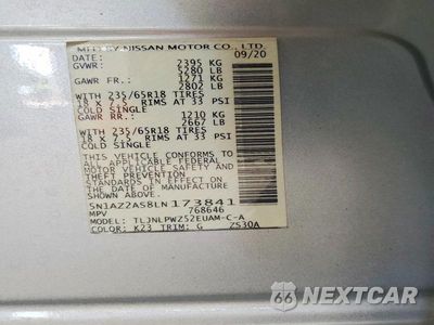 Zdjęcie 13 z 13 samochodu: 2020 NISSAN MURANO S VIN:5N1AZ2AS8LN173841 - miniatura
