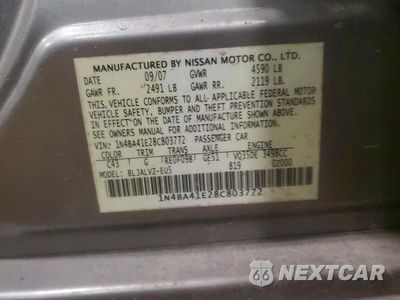 Zdjęcie 12 z 12 samochodu: 2008 NISSAN MAXIMA 3.5 SE VIN:1N4BA41E28C803772 - miniatura