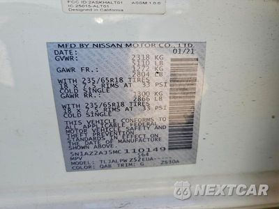 Zdjęcie 14 z 14 samochodu: 2021 NISSAN MURANO S VIN:5N1AZ2AJ5MC110149 - miniatura