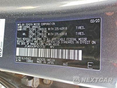 Zdjęcie 12 z 12 samochodu: 2023 LEXUS NX 250 VIN:JTJADCAZ8P5013130 - miniatura