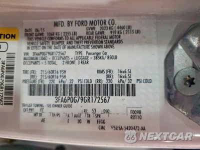 Zdjęcie 12 z 12 samochodu: 2016 FORD FUSION S VIN:3FA6P0G79GR172567 - miniatura