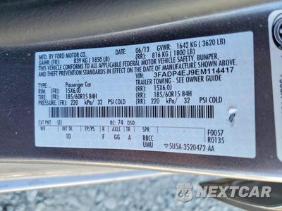 Zdjęcie 12 z 12 samochodu: 2014 FORD FIESTA SE VIN:3FADP4EJ9EM114417 - miniatura