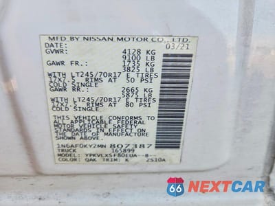 Zdjęcie 12 z 12 samochodu: 2021 NISSAN NV 2500 HD SV VIN:1N6AF0KY2MN807387 - miniatura