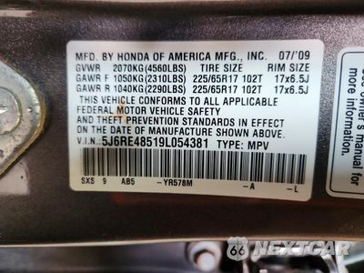 Zdjęcie 14 z 14 samochodu: 2009 HONDA CR-V EX VIN:5J6RE48519L054381 - miniatura
