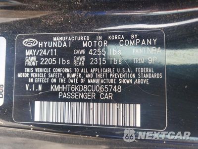 Zdjęcie 12 z 12 samochodu: 2012 HYUNDAI GENESIS COUPE 2.0T VIN:KMHHT6KD8CU065748 - miniatura