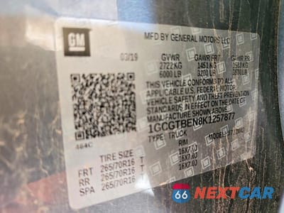 Zdjęcie 13 z 13 samochodu: 2019 CHEVROLET COLORADO VIN:1GCGTBEN8K1257877 - miniatura