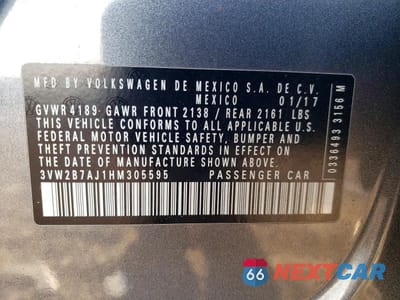 Zdjęcie 12 z 12 samochodu: 2017 VOLKSWAGEN JETTA S VIN:3VW2B7AJ1HM305595 - miniatura
