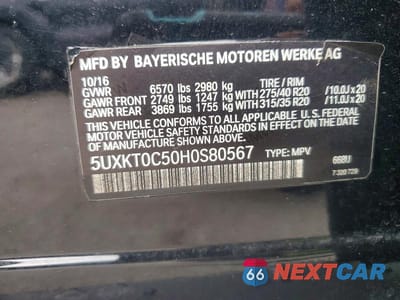 Zdjęcie 13 z 13 samochodu: 2017 BMW X5 XDR40E VIN:5UXKT0C50H0S80567 - miniatura