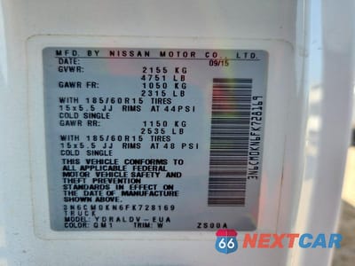 Zdjęcie 14 z 14 samochodu: 2015 NISSAN NV200 S VIN:3N6CM0KN6FK728169 - miniatura