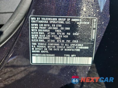 Zdjęcie 13 z 13 samochodu: 2019 VOLKSWAGEN ATLAS SEL VIN:1V2RR2CAXKC538492 - miniatura