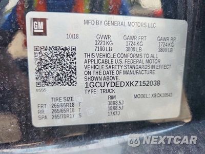 Zdjęcie 12 z 12 samochodu: 2019 CHEVROLET SILVERADO K1500 LT VIN:1GCUYDEDXKZ152038 - miniatura