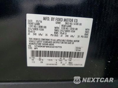 Zdjęcie 13 z 13 samochodu: 2016 FORD EXPLORER LIMITED VIN:1FM5K8F89GGD15775 - miniatura