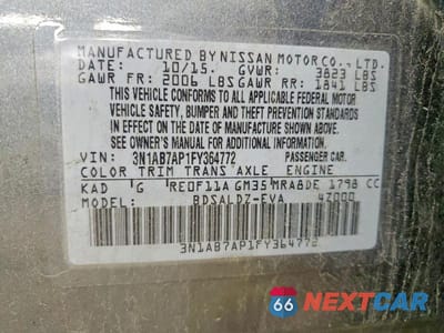 Zdjęcie 12 z 12 samochodu: 2015 NISSAN SENTRA SV VIN:3N1AB7AP1FY364772 - miniatura
