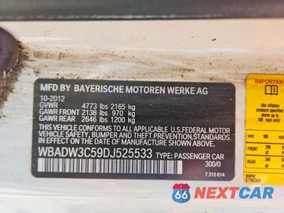 Zdjęcie 13 z 13 samochodu: 2013 BMW 328 I VIN:WBADW3C59DJ525533 - miniatura