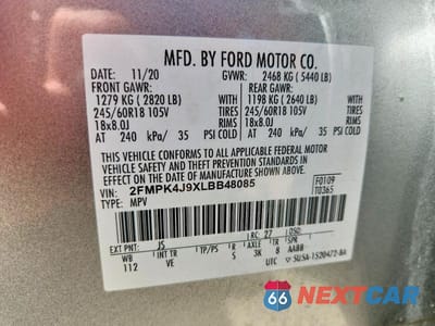 Zdjęcie 13 z 13 samochodu: 2020 FORD EDGE SEL VIN:2FMPK4J9XLBB48085 - miniatura