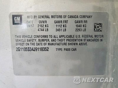 Zdjęcie 12 z 12 samochodu: 2018 CHEVROLET IMPALA LT VIN:2G1105S34J9118352 - miniatura